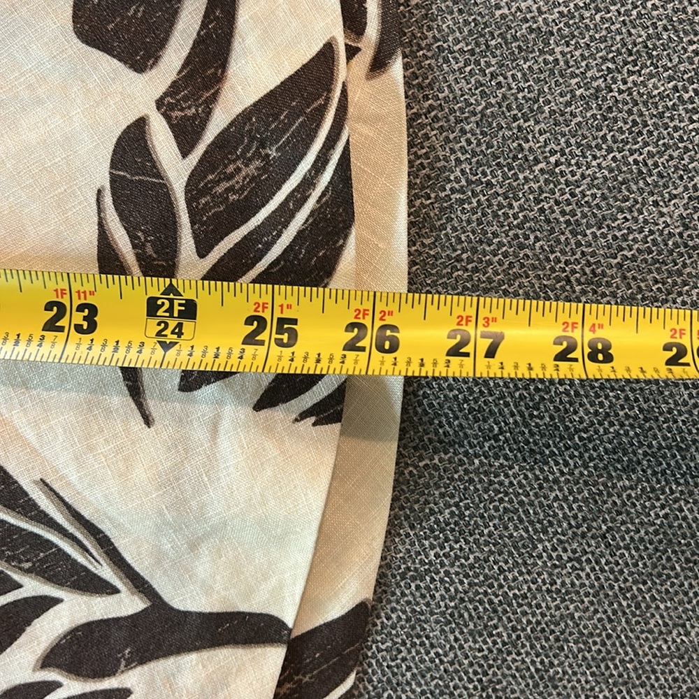 🤎 H&M Brown & Ivory Leaf Print Lined Linen A-Line Skirt Women’s Size 6 - Picture 16 of 16